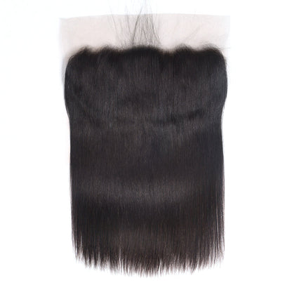 Cheveux 100% humains 3 faisceaux avec dentelle frontale 13x4 noir naturel