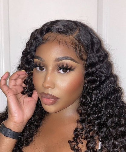 Deep Wave 100% Cheveux Humains 13x4 Lace Frontal Noir Naturel