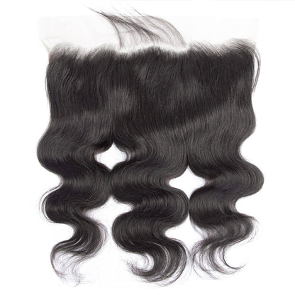 Cheveux humains de Remy de vague de corps 3 paquets avec le noir naturel frontal de la dentelle 13x4