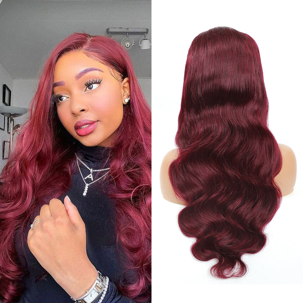Wine Body Wave 13x4 Lace Frontal Wig