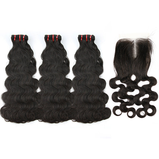 1b # Body Wave Fumi Hair 3 faisceaux avec fermeture à lacet 4x4
