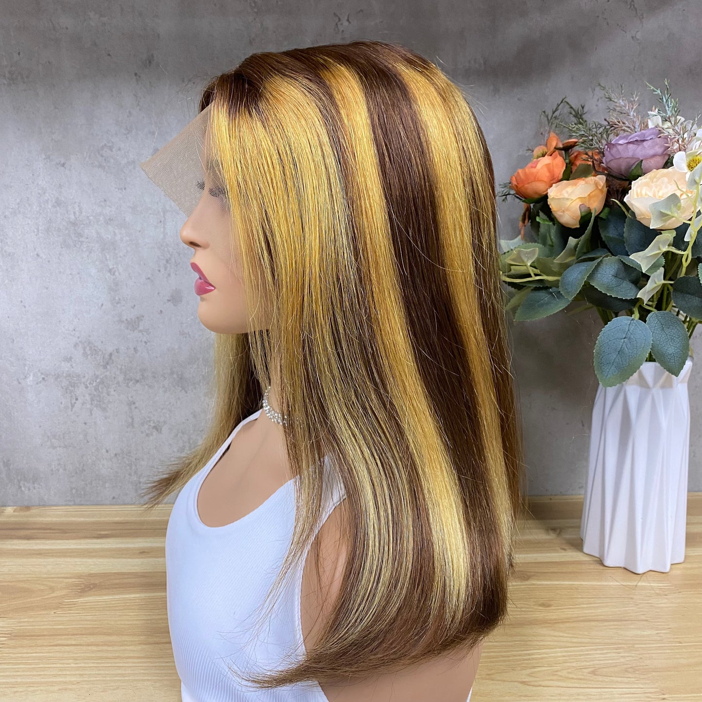Highlight Wig Piano Color 4/27 Straight T-part HD Lace Closure Wig Fumi hair
