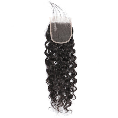 Water Wave 100% Cheveux Humains 4x4 Lace Closure Noir Naturel
