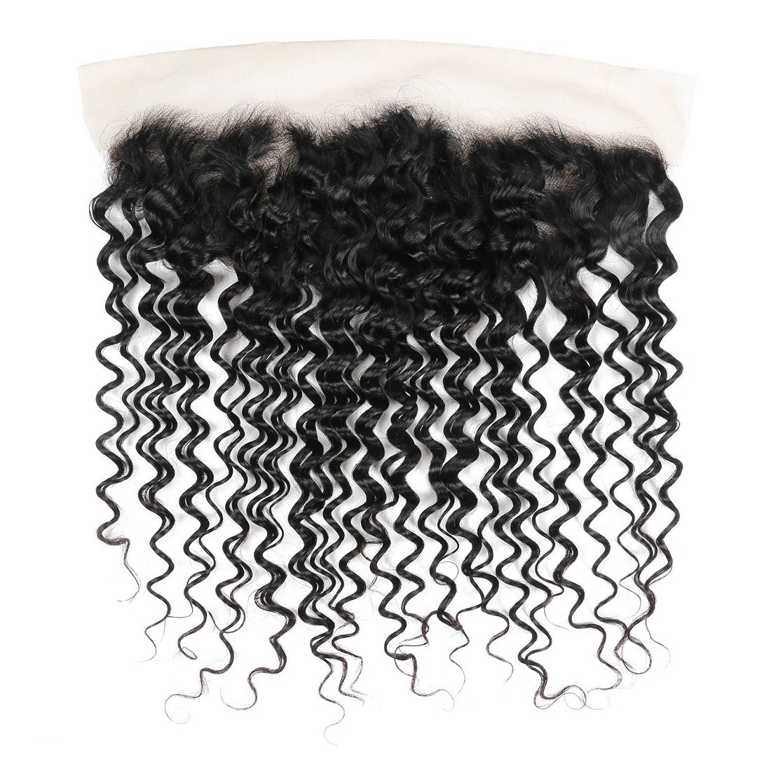 Deep Wave 100% cheveux humains 3 faisceaux avec 13x4 dentelle frontale noir naturel