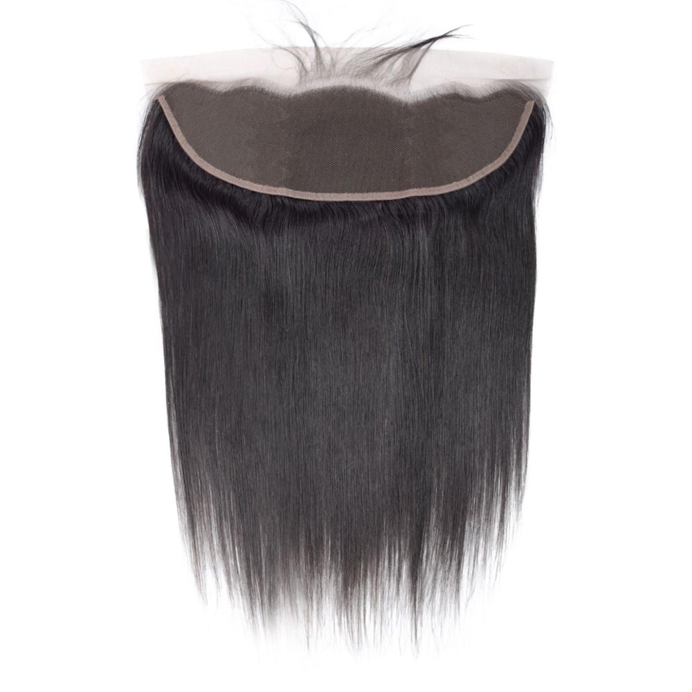 Cheveux 100% humains 3 faisceaux avec dentelle frontale 13x4 noir naturel