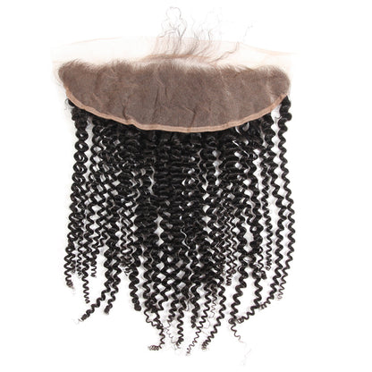 Kinky Curly Remy Human Hair 13x4 Lace Frontal Natural Black