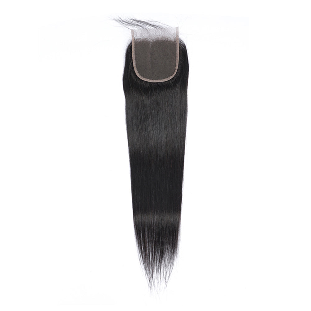 Lisse 100% Cheveux Humains 4x4 Lace Closure Noir Naturel