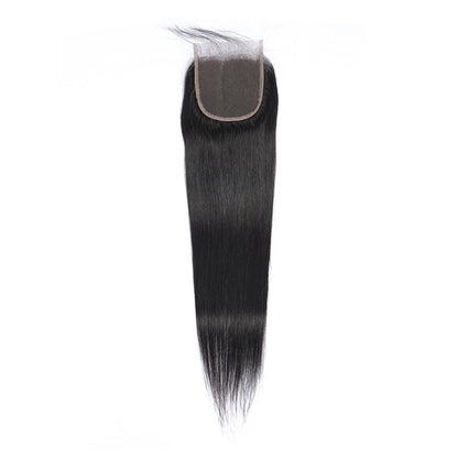 Straight 100% Human Hair 4x4 Lace Closure Natural Black