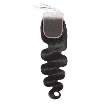 Cheveux humains de Remy de vague de corps 3 paquets avec le noir naturel de la fermeture de la dentelle 4x4