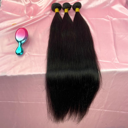 Cheveux Raides 100% Humains 3 Faisceaux Noir Naturel