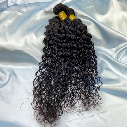 Vague d'eau 100% cheveux humains 3 paquets avec noir naturel frontal en dentelle 13x4