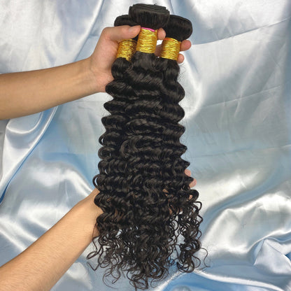 Deep Wave 100% Cheveux Humains 3 Faisceaux Noir Naturel