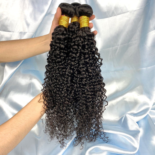 Kinky Curly 100% Cheveux Humains 3 Faisceaux Noir Naturel