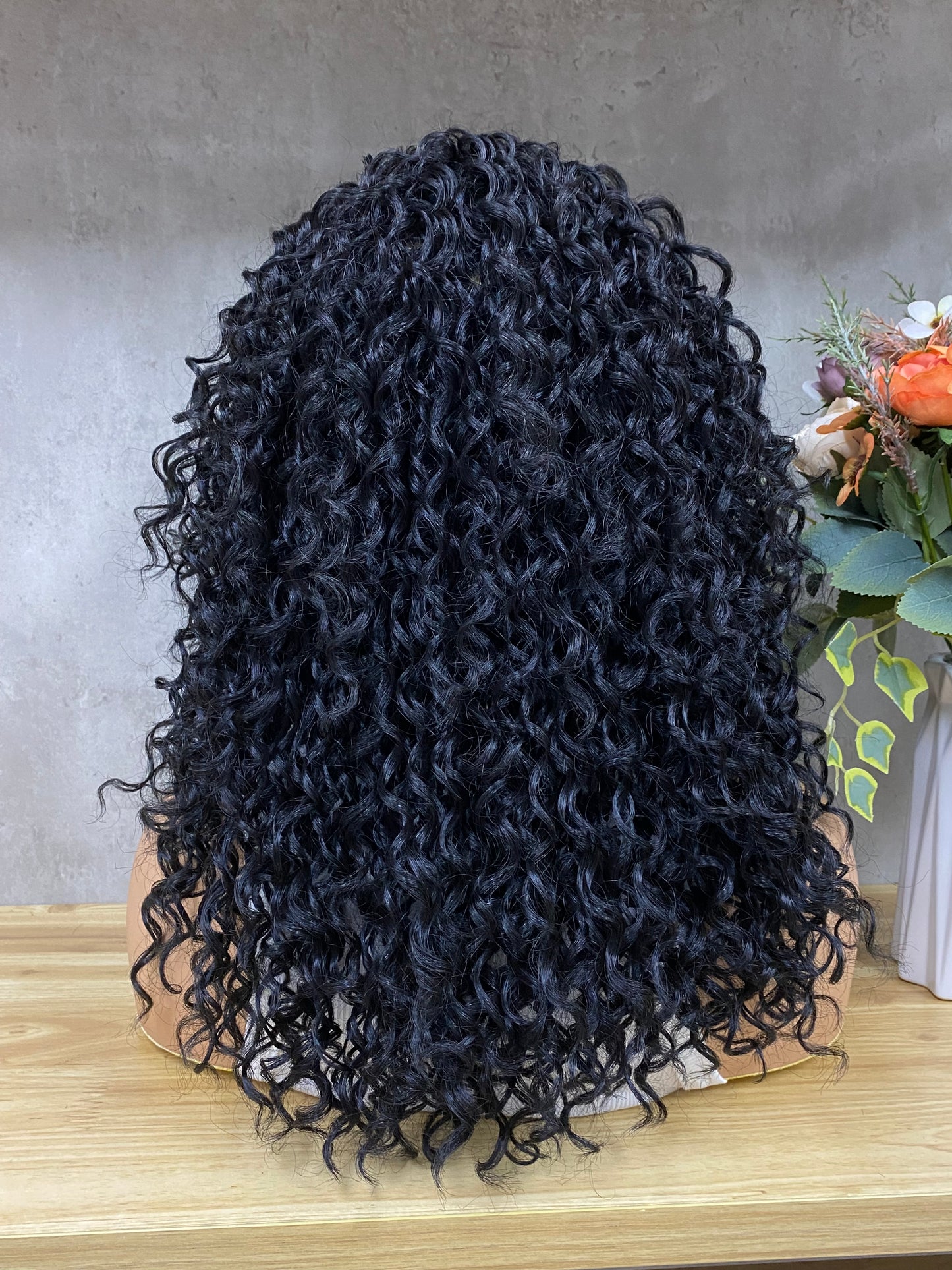 Nature Black #1B Color lace Frontal Water Wave Hair Wigs