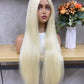 Highlight White 613 # Straight HD Lace Front Wig
