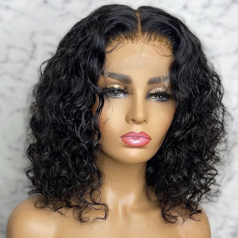 4x4 Glueless Lace Closure Short Water Wave Wig