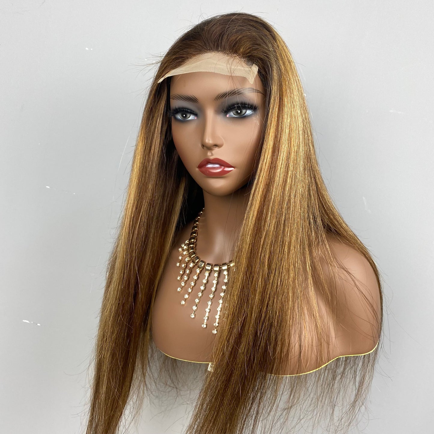 High Light Piano 4x4 Lace Remy Human Hair Straight Wigs