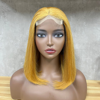 Perruques Cheveux Humains Lisses 4x4 Dentelle Fumi Blonde Miel