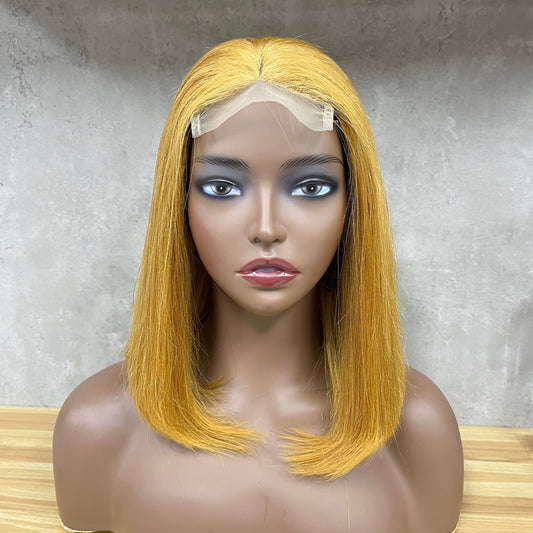 Perruques Cheveux Humains Lisses 4x4 Dentelle Fumi Blonde Miel