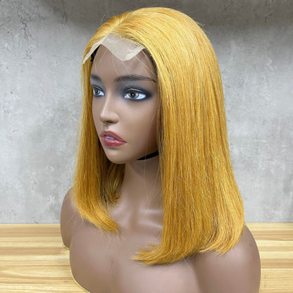 Perruques Cheveux Humains Lisses 4x4 Dentelle Fumi Blonde Miel