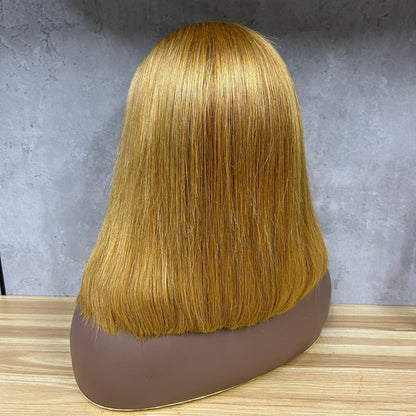 Perruques Cheveux Humains Lisses 4x4 Dentelle Fumi Blonde Miel
