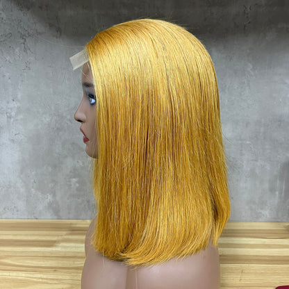 Perruques Cheveux Humains Lisses 4x4 Dentelle Fumi Blonde Miel