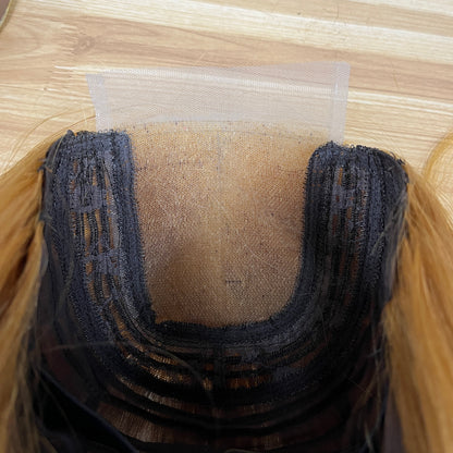 Perruques Cheveux Humains Lisses 4x4 Dentelle Fumi Blonde Miel