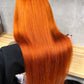 P350 Orange 4x4 Dentelle Remy Cheveux Humains Fermeture Raide Perruques