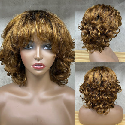 Special Texture Virgin Human Hair Egg Curly Short Hair Wigs