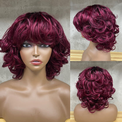 Special Texture Virgin Human Hair Egg Curly Short Hair Wigs