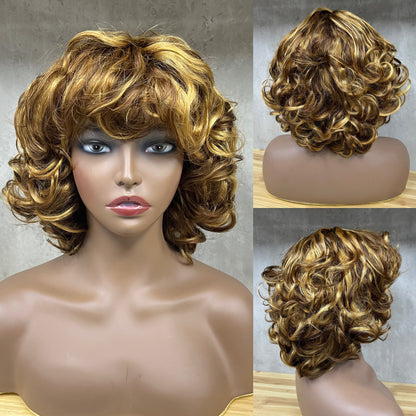 Special Texture Virgin Human Hair Egg Curly Short Hair Wigs