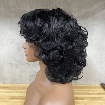 Special Texture Virgin Human Hair Egg Curly Short Hair Wigs