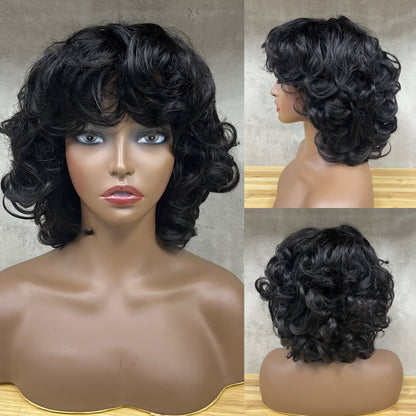 Special Texture Virgin Human Hair Egg Curly Short Hair Wigs