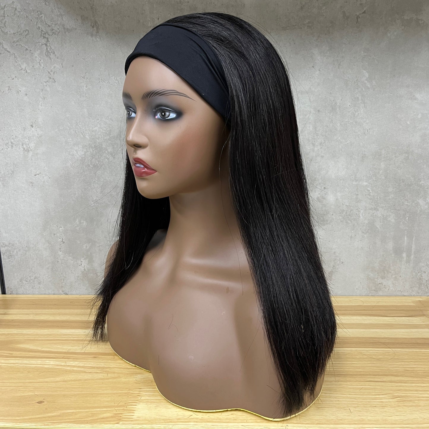 Nature Remy Human Hair Straight Headband Wig