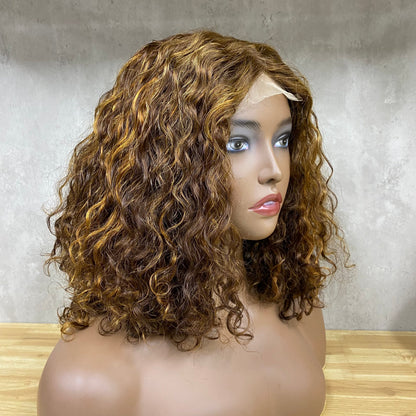 Peruca Remy Humana de Fecho com Ondas de Água e Destaques em Piano