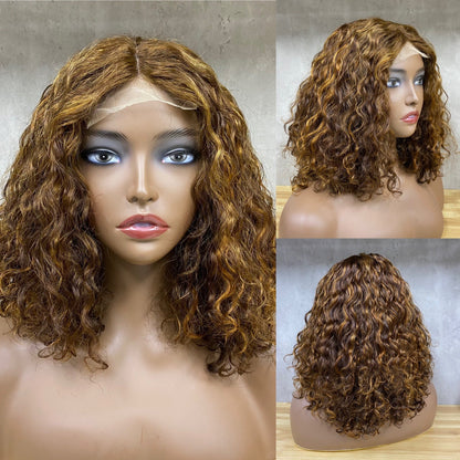 Peruca Remy Humana de Fecho com Ondas de Água e Destaques em Piano