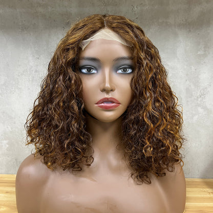 Peruca Remy Humana de Fecho com Ondas de Água e Destaques em Piano