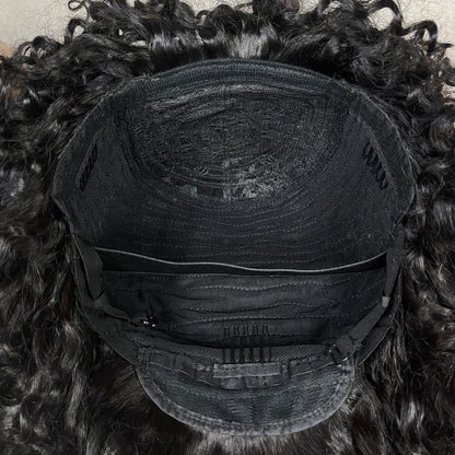 Perruque à franges de cheveux humains bouclés crépus Nuture