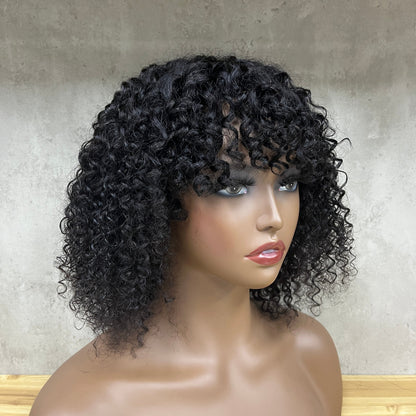 Perruque à franges de cheveux humains bouclés crépus Nuture