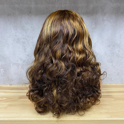 Piano 13x4 Lace Remy Human Hair Bouncy Curly Wigs
