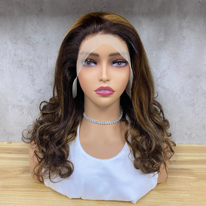 Piano 13x4 Lace Remy Human Hair Bouncy Curly Wigs
