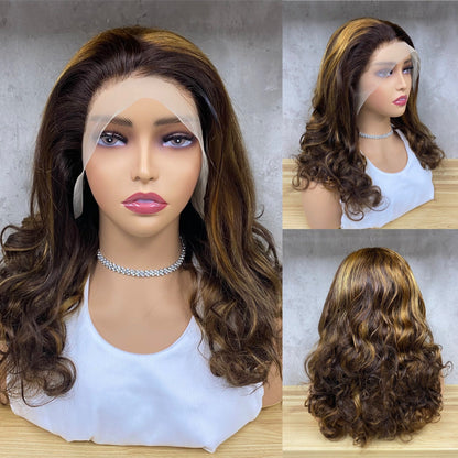 Piano 13x4 Lace Remy Human Hair Bouncy Curly Wigs