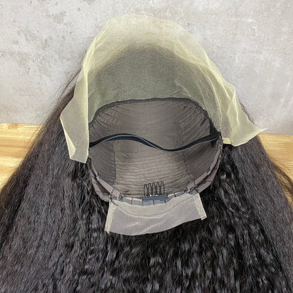 Haute Densité 13x4 Dentelle Yaki Perruques Raides Cheveux Humains Remy