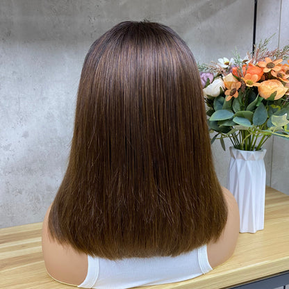 Mix Honey Brown 4x4 Lace Fumi Human Hair Straight Bob Wigs