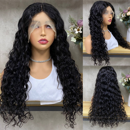 Nature T-Part Frontal Remy Human Hair Water Wave Hair Wigs