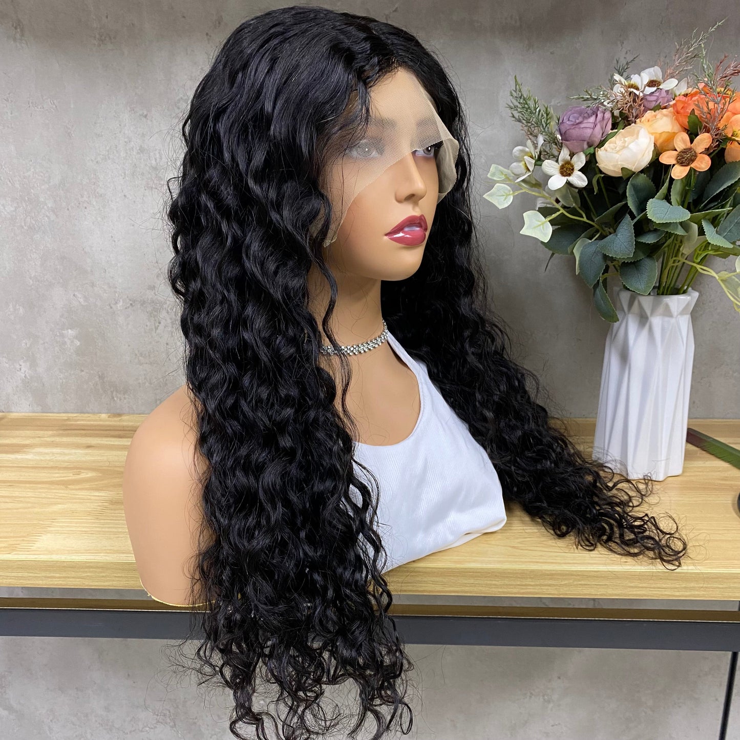 Nature T-Part Frontal Remy Human Hair Water Wave Hair Wigs