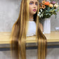 Piano 13x4 Lace Frontal Remy Human Hair Straight Long Hair Wigs