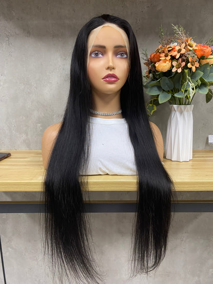 Peruca de Cabelo Humano Remy Liso Comprido Nature 13x4 Lace Frontal