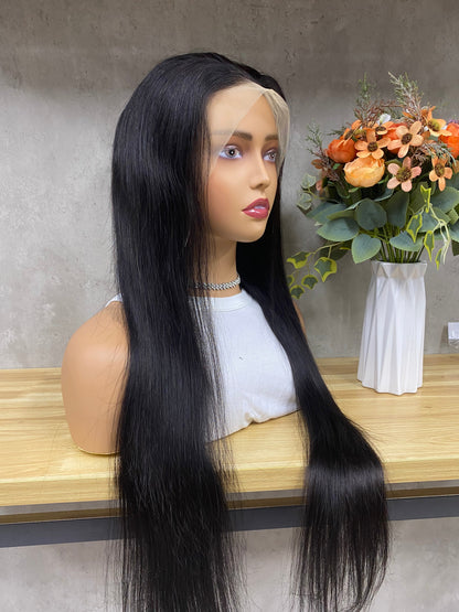 Peruca de Cabelo Humano Remy Liso Comprido Nature 13x4 Lace Frontal
