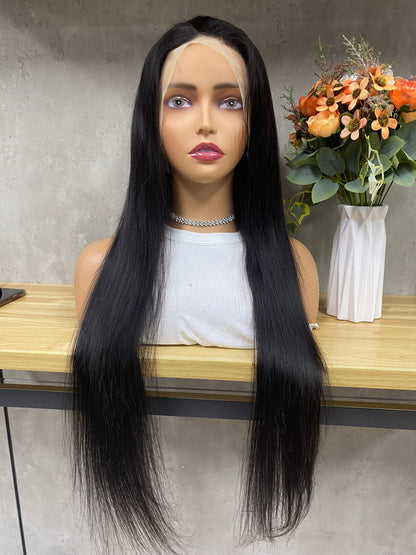 Peruca de Cabelo Humano Remy Liso Comprido Nature 13x4 Lace Frontal